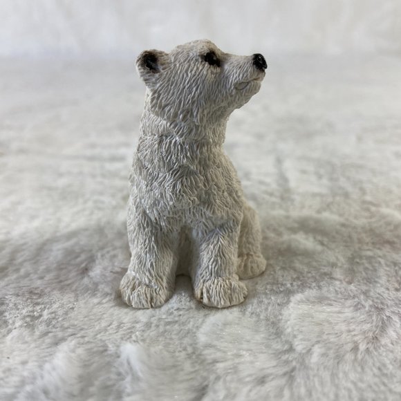 Vintage Stone Polar Bear Mini Figurine UDC 1996 Figurine 2" Tall carved - Picture 2 of 5